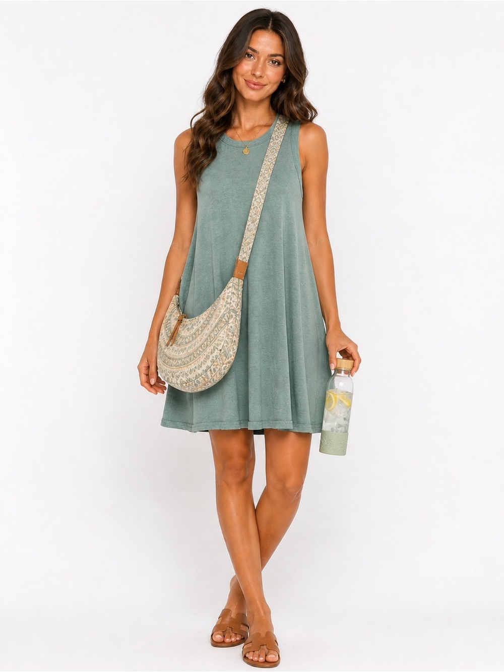 Medium Universal Thread Tank Dress in Dusty Green Sage Fits size 8 or 10